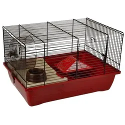 Flamingo Kleintierkäfig Hamsterkäfig Enzo 1 rot - Kleintierkäfige, geräumiger Käfig in rot für glückliche Hamster mit optimaler Belüftung und einfacher Reinigung.