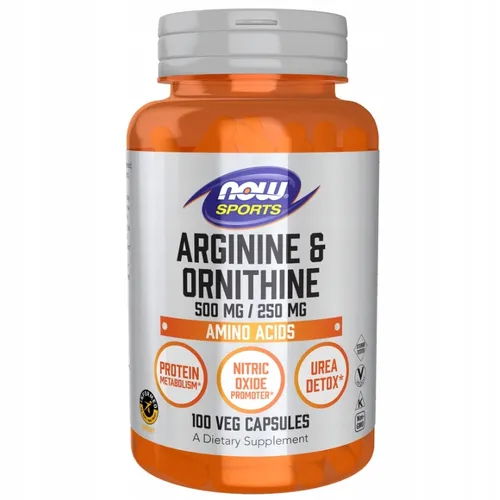 NOW Foods L-Arginin 500 mg + L-Ornithin 250 mg 100 Kapseln REGENERATION