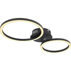 Globo Lighting Deckenleuchte Metall schwarz matt, Kunststoff opal, beweglich, 1 Ring DM:25cm, 1 Ring DM: 20,5cm, LxBxH: 490x247x72mm, inkl. LED 24W... - Silber