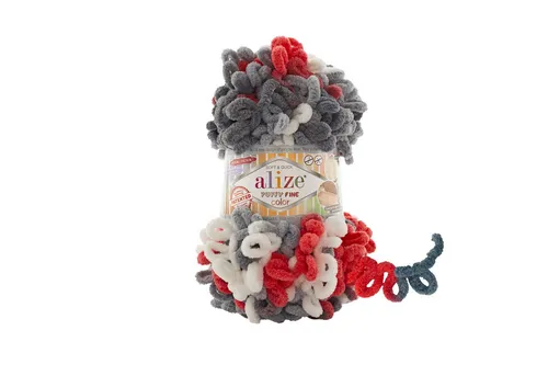 Alize 500g Strickgarn ALIZE Puffy Fine Color, stricken ohne Nadeln Häkelwolle, 14 m (5 Knäuel), 6518