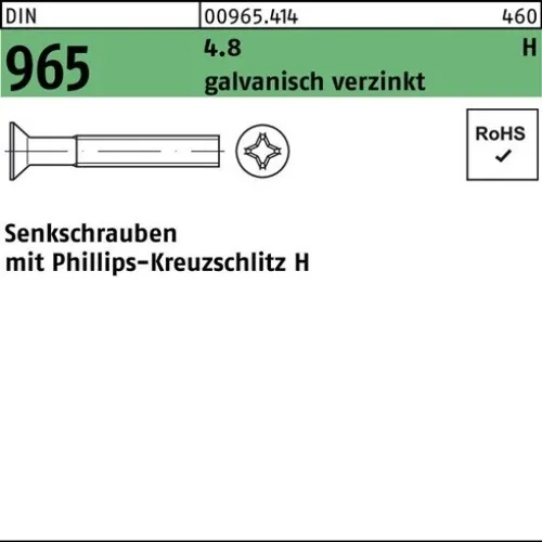 200er PACK(Stk)  000965041079050025 Senkschraube DIN 965 Kreuzschlitz-PH M 5 x 2