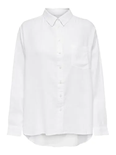 ONLY Damen Onltokyo L/S Linen Blend Shirt PNT Noos - Blusen & Tuniken für Damen, luftiges Leinen-Viskose Hemd in entspannter Passform, ideal für sonnige Tage mit klassischem Kragen und abgerundetem Saum.