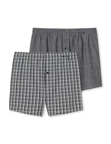 Schiesser Herren 2 Pack Boxershorts Baumwolle Web Multipack - Herren-Boxershorts im praktischen 2er-Pack, aus schnell trocknender und pflegeleichter Webware für hohen Tragekomfort.