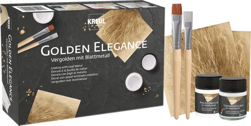 KREUL Vergolden mit Blattmetall Set Golden Elegance - Sonstige, ideal für kreative Bastelprojekte, verleiht Oberflächen einen luxuriösen Gold-Look.