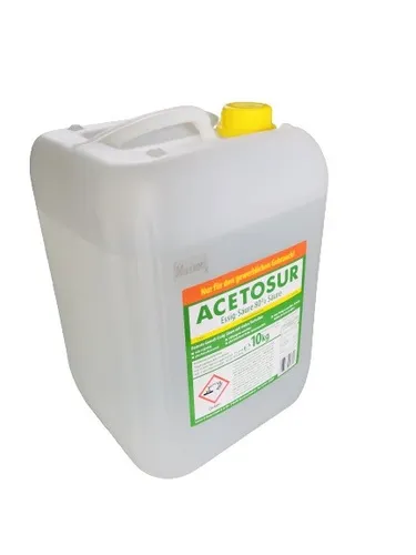 Acetosur Essig-Säure 80% 10l - Hochkonzentrierte Essigsäure - Essige, ideal für industrielle Anwendungen und Lebensmittelverarbeitung, bietet eine hohe Reinheit und vielseitige Einsatzmöglichkeiten.
