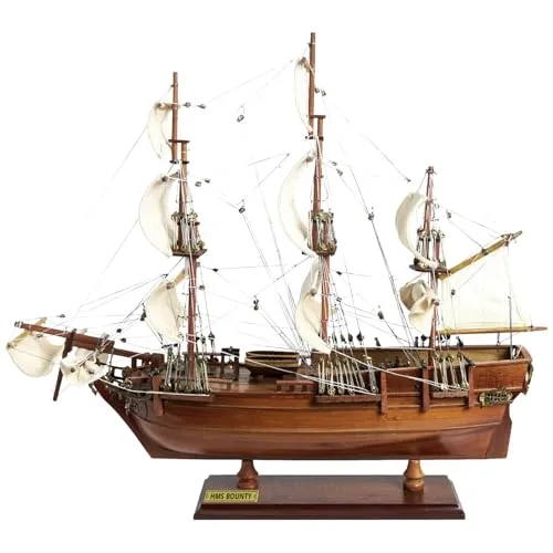 Aubaho Dekoobjekt Segelschiff HMS Bounty - Fertigmodell aus Holz - Deko-Objekte: Hochwertiges, detailgetreues Modellschiff HMS Bounty aus Holz, bereits montiert und ideal für Sammler und Liebhaber maritimer Geschichte.
