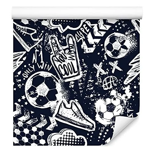 Muralo Vlies Tapete 10m Tapeten Rollen Jugend Sport Graffiti Fußball 3D Vliestapete 1000 x 53cm Wand Tapete Wohnzimmer Schlafzimmer Moderne Wanddeko Wand Dekoration