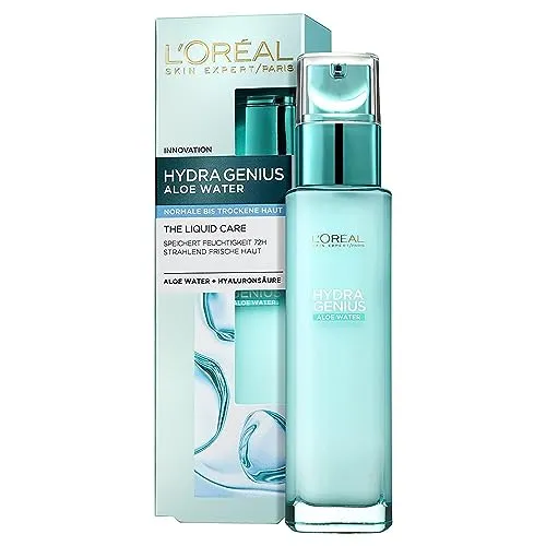 L'Oréal Paris Hydra Genius Feuchtigkeitsfluid 70ml - Tagespflege für normale bis trockene Haut, bietet bis zu 72h Feuchtigkeit dank Aloe Water und Hyaluronsäure für eine frische und geschmeidige Haut.