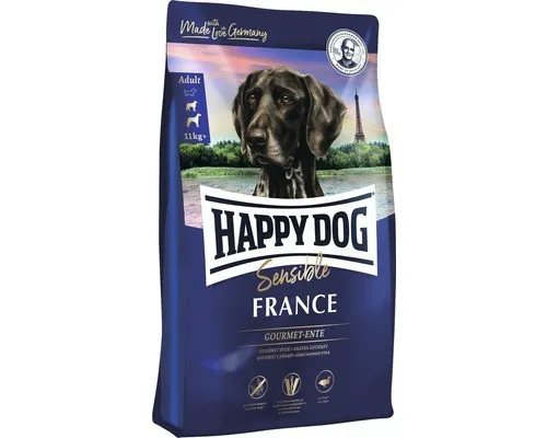 Happy Dog Supreme Sensible France 4 kg - Hundefutter für empfindliche Hunde, mit ausgewählten Zutaten und optimaler Verträglichkeit für eine gesunde Ernährung.