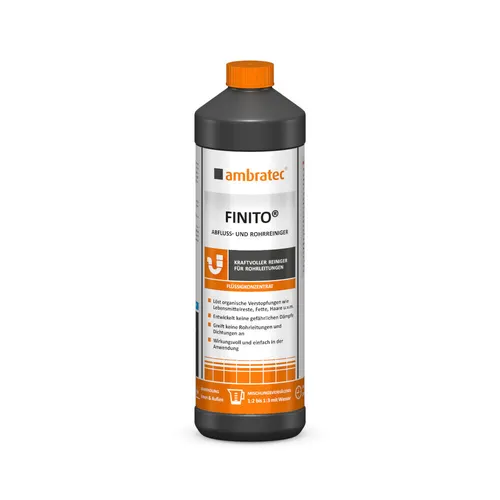 ambratec FINITO ABFLUSS- UND ROHRREINIGER - 1000 ml, effektiver Rohrreiniger für schnelle und gründliche Abflussreinigung