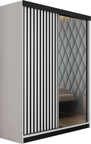 Kier Furniture Schiebetürenschrank in Weiß - Moderner Kleiderschrank aus hochwertigem Holzwerkstoff mit robustem Schiebetürsystem, ideal für Schlafzimmer und platzsparend.