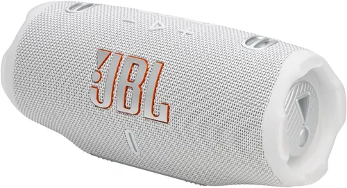 JBL Charge 6 weiß - Bluetooth Lautsprecher - Mobiler Lautsprecher mit 28 Stunden Akkulaufzeit und schneller USB-C Ladezeit von nur 3 Stunden, ideal für unterwegs.
