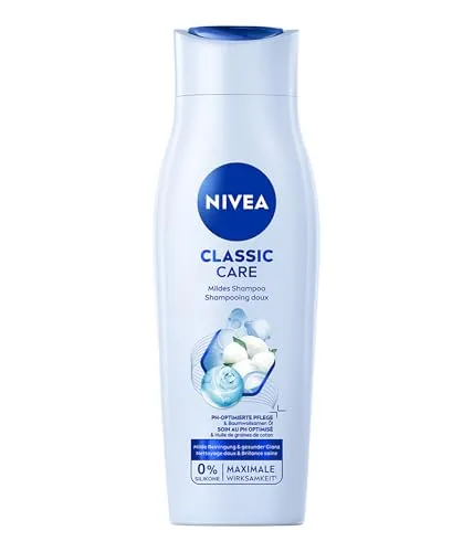 NIVEA Classic Care Shampoo 250 ml – Mildes Pflegeshampoo für gesundes Haar - Das NIVEA Classic Care Shampoo bietet eine sanfte Reinigung und pflegt das Haar mit natürlichen Inhaltsstoffen. Ideal für glänzendes und geschmeidiges Haar, dermatologisch getestet und ohne Mikroplastik.
