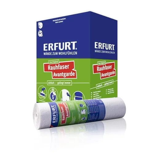 Erfurt Rauhfaser AVANTGARDE Weiß - 6 Rollen Strukturtapete - Tapeten für Wände und Decken, atmungsaktiv und schadstofffrei. Ideal für ein gesundes Raumklima in Büro und Wohnzimmer. Mehrfach überstreichbar für individuelle Gestaltung.