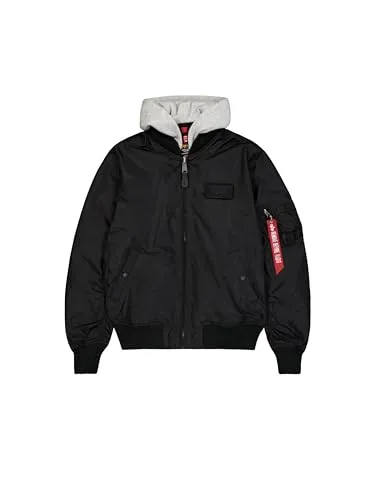 Alpha Industries MA-1 TT Fliegerjacke mit Kapuze - Herren XL, schwarz/grau - Funktionsjacke für wärmere Temperaturen, leicht und atmungsaktiv, ideal für vielseitige Einsätze - die perfekte Kombination aus Stil und Komfort von Alpha.
