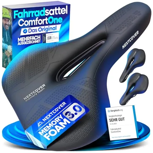 NEXTCOVER Fahrradsattel - Ergonomischer Memory-Foam 2.0 für maximalen Fahrkomfort, wasserfest und atmungsaktiv für jede Herausforderung