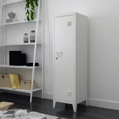 [en.casa] Einzelspind Kurikka Metallspind mit 2 Ablagen - Aufbewahrungsschränke mit abschließbarem Design für Sicherheit und optimale Luftzirkulation, ideal für Werkstätten und öffentliche Einrichtungen.