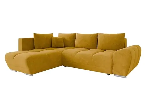 Mirjan24 Ecksofa Fureniz mit Bettkasten, 4 Sitzer L-Form Sofa mit Schlaffunktion, Eckcouch für Wohnzimmer, Couch mit Bettfunktion (Velo 626, Seite: Links)