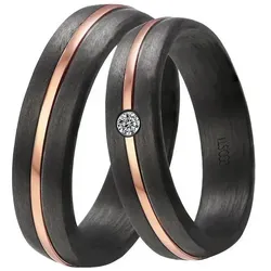 DOOSTI Trauring CARBON Ehering für Paare mit Zirkonia-Option - Trauringe aus hochwertigem Carbon, wahlweise mit Zirkonia, in elegantem schwarz-roségoldfarben. Perfekt für die Liebe, inkl. Etui und individueller Breite.
