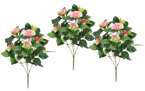 Kunstblume Künstlicher Rosenbusch, I.GE.A., Höhe 34 cm, Kunstrose Blume Strauß Bouquet Rosen Rosenbouquet Wildrose rosa