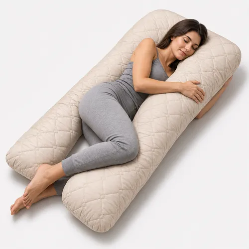 SEI Design Stillkissen Seitenschläferkissen - Ergonomisches Bodypillow mit 2 Reißverschlüssen - Stillkissen für optimalen Schlaf und Entspannung, ergonomisch geprüft und OEKO-TEX® zertifiziert, ideal für Schwangere und Stillende.