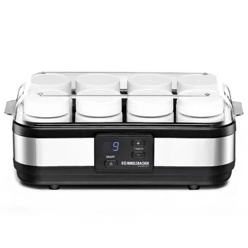 Rommelsbacher JG 40 Joghurtbereiter - 1200 g Naturjoghurt in 8 Portionen, einfach zu bedienen mit LCD-Display und Überhitzungsschutz