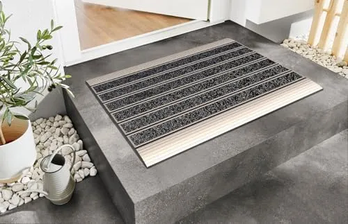 Kettelservice-Metzker Profile Fußabtreter - Robuste Eingangsmatte 59 x 39 cm - Fußmatte aus TPE-VC Kunststoff für Innen und Außen, witterungsbeständig und rutschfest. Ideal zur effektiven Reinigung von Schuhsohlen, langlebig und umweltfreundlich.