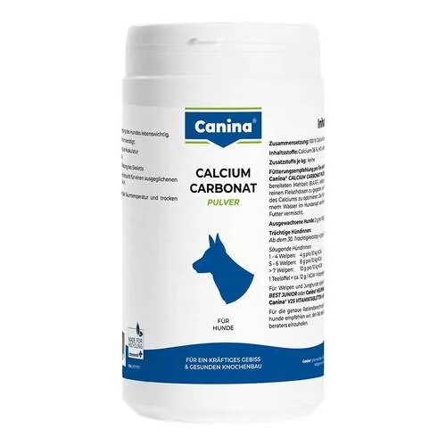 Calciumcarbonat Pulver vet. 1000 g - Rezeptfreies Ergänzungsmittel für gesunde Hunde, unterstützt die Knochen- und Zahngesundheit