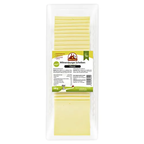Wilmersburger Vegane Käsescheiben Classic 22 % Fett 500 g Packung