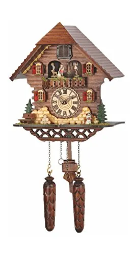 Trenkle Quarz Kuckucksuhr Schwarzwaldhaus mit Musik - Original Schwarzwälder Kuckucksuhr, handgefertigt in Deutschland, mit drehenden Tänzern und melodischer Musik für ein nostalgisches Ambiente.