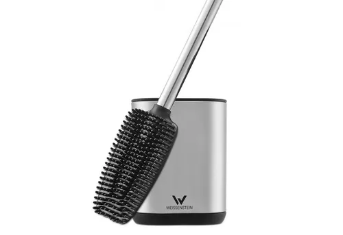 WEISSENSTEIN WC-Reinigungsbürste mit Wandhalterung - Toilettenbürste mit Silikon und flexiblen TPR Borsten, hygienisch und einfach zu montieren ohne Bohren – ideal für ein modernes Badezimmer.