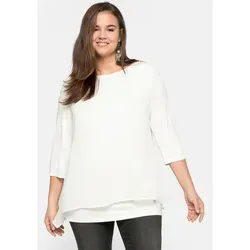 Sheego Blusenshirt Große Größen in leichter A-Linie mit Zipfelsaum weiß 52/54