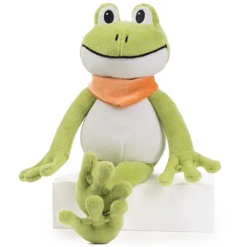Plüsch Frosch „Quark“ – Schaffer 5732 - Kuscheltier Frosch - weich & flauschig - Stofftier für Babys & Kinder ab 0 Jahren – waschbar - Größe M - 28 cm - grün-weiß