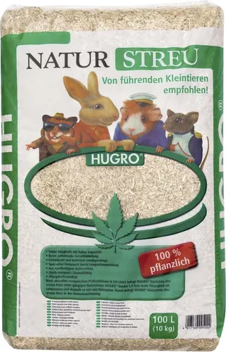 Hugro Nagerstreu Hanf 100l - Ideale Einstreu für Nager - Einstreu & Badesand, aus 100% natürlichem Hanf, sorgt für optimale Hygiene und ist besonders staubarm.