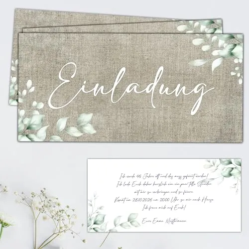 Eummelchen® 25 schöne Einladungskarten | Din lang | hochwertiger Druck auf 300g Crempapier | Hochzeit Geburtstag Einladung Taufe Silberhochzeit Jugendweihe Jubiläum Partyeinladung