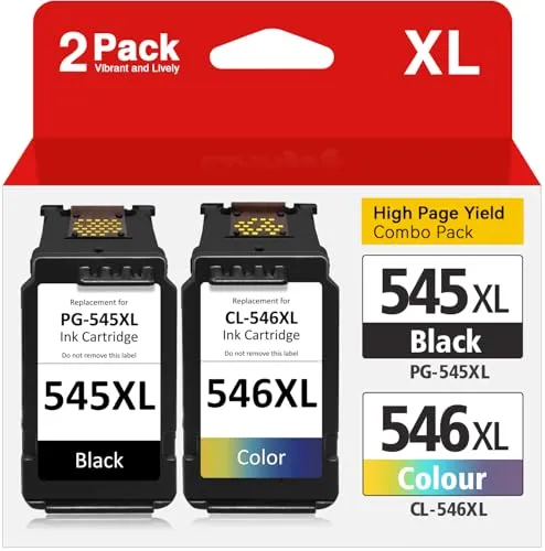 Inkwood 545XL 546XL Multipack Tintenpatrone Ersatz für Canon Druckerpatronen 545 546,für Canon Pixma MX495 MX490 TS3150 TR4550 TR4551 MG3050 MG2950 MG2555S MG2550S MG2550 MG3053 (Schwarz,Farbe)