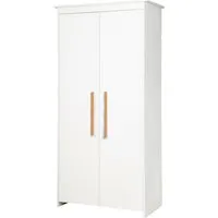 roba® Kinderkleiderschrank Lilo 2-türig - Weiß/Natur - Kleiderschrank für Kinderzimmer mit modernen Holzgriffen und Soft-Close-Scharniere. Ideal für platzsparende Aufbewahrung und stilvolle Akzente.