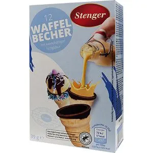 Stenger Waffelbecher, mit Schokolade, essbar, 12 Stück