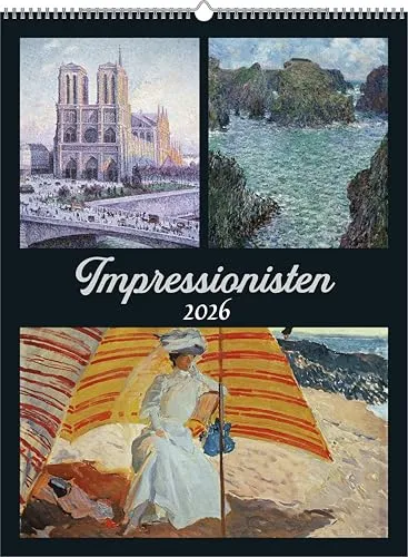 Impressionisten 2026 - Wandkalender 42x56 cm - Kunstkalender mit Meisterwerken des Impressionismus, gedruckt auf nachhaltigem Papier. Ideal für Kunstliebhaber, bringt Farbe und Licht in jeden Raum.