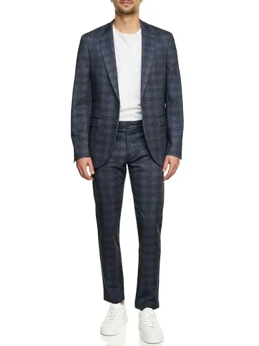 JEFF Herren JFLeo Set Anzug 2-teilig Navy Check | Elastischer Regular Fit Anzug für Männer - Moderner 2-teiliges Anzugset in Navy Check mit schmaler Passform und hochwertigem Material. Ideal für vielseitige Anlässe und angenehmen Tragekomfort. Perfekt für stilbewusste Männer!