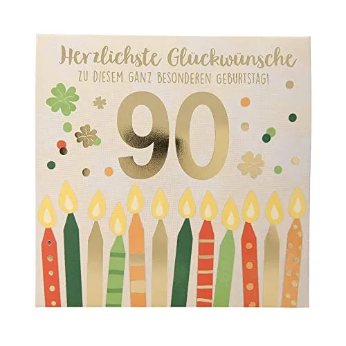 Depesche 0011694-013 Pop-up Glückwunschkarte zum 90. Geburtstag Klappkarte mit Musik, Lichtelementen und einem originellen Spruch, Geburtstagskarte inkl. Umschlag, Format 15,5 x 15,5 cm, mehrfarbig