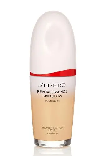 Shiseido Revitalessence Skin Glow Foundation 30 ml - Nr. 160 Shell - Flüssige Foundation mit mittlerer Deckkraft für einen strahlenden Glow. Enthält pflegende Inhaltsstoffe wie fermentierten Kefir+ und Niacinamide für 24 Stunden Feuchtigkeit und ein gesundes Finish.