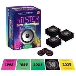 JUMBO SPIELE HITSTER - BATTLE OF THE GENERATIONS - Eigenständiges Partyspiel für 2 oder mehr Spieler, ideal für Musikliebhaber. Spaßige Herausforderungen für Generationen, perfekt für gesellige Abende.
