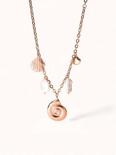 Purelei® Sea Dream Kette – Elegante Damenkette mit Schneckenanhänger und Süßwasserperle - Ketten für Damen mit auffälligem Schneckenanhänger und vier vielseitigen Charms, darunter eine Süßwasserperle – ideal für individuelle Looks und anpassbare Länge von 35-45 cm.