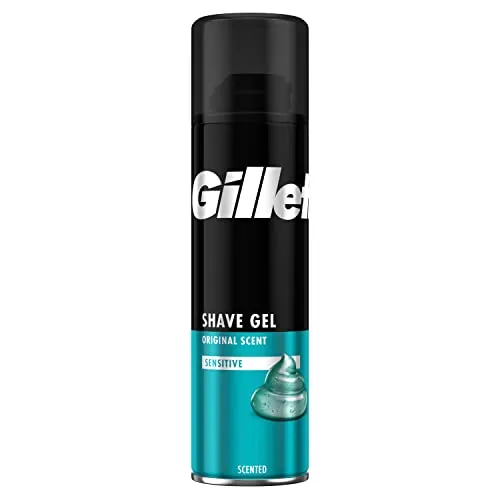 Gillette Sensitiv Rasiergel 200 ml - Hautpflegemittel für empfindliche Haut, sorgt für eine sanfte und irritationsfreie Rasur mit beruhigenden Inhaltsstoffen.