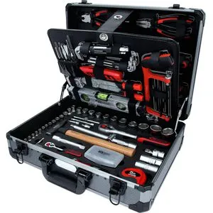 KS-Tools Werkzeugkoffer 911.0727, 127-teilig im Aluminium Klappkoffer - Vielseitiger 127-teilig Werkzeugkoffer aus Aluminium, ideal für Profis und Heimwerker. Robuste Bauweise mit abschließbaren Steckschlössern und umfassendem Werkzeugset für alle Anwendungen.