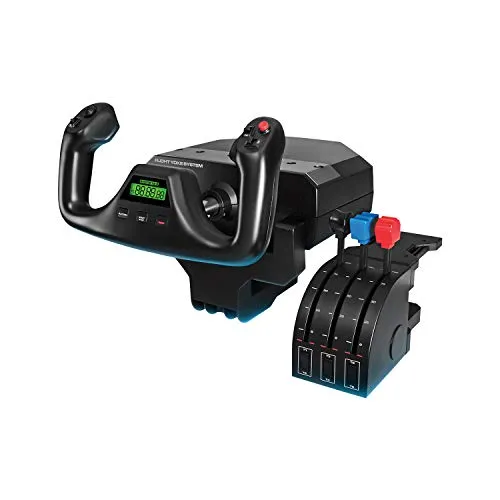 Logitech G Saitek Pro Flight Yoke System - Flugsteuerungen für PC mit realistischem Steuerhorn und robustem Edelstahl-Höhenruder für ein intensives Simulator-Erlebnis.
