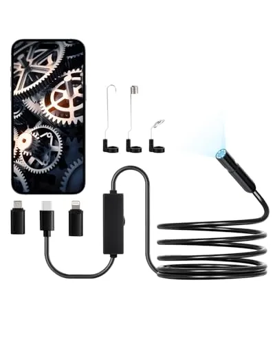 VEVOR 1920P HD-Endoskopkamera mit Licht - Vielseitige Inspektionskamera mit 3 m Kabel, 8 LED-Leuchten und IP67 Wasserdichtigkeit. Ideal für Auto- und Sanitärinspektionen, bietet klare Bildqualität und einfache Handhabung.