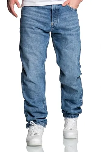 Amaci&Sons Herren Loose-Fit 90s Denim Jeans - Stylische 90er Loose-Fit Jeans in Dunkelblau, ideal für einen lässigen Look und perfekten Tragekomfort.