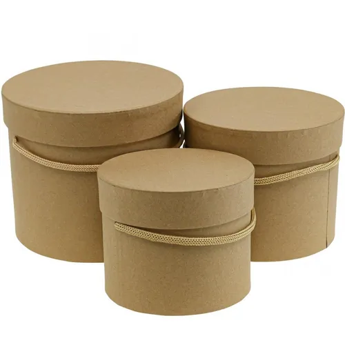 3er-Set Geschenkboxen Blumenbox Beige Rund - Ideal für Deko-Rosen - Seidenpapier Geschenkboxen im eleganten Beige, perfekt für kreative Geschenkverpackungen und stilvolle Deko-Ideen.